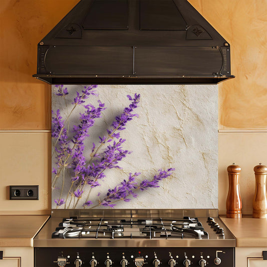 Provence Lavender – Tempered Glass Backsplash for Kitchen – Rustic Kitchen Splashback