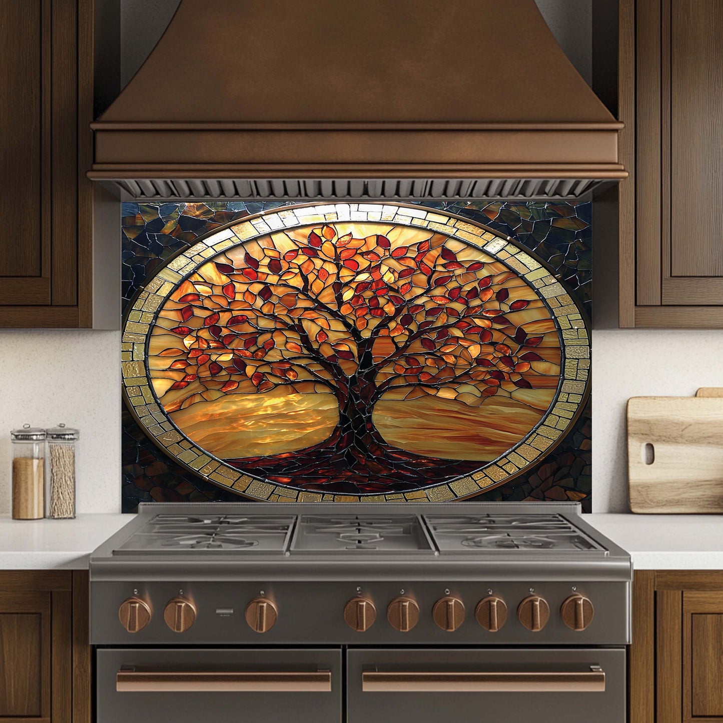 Amber Mosaic Tempered Glass Backsplash – Kitchen Backsplash for Stove