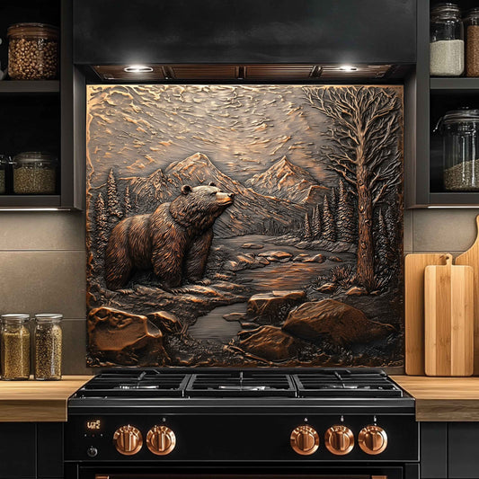 Silent Valley Tempered Glass Backsplash – Bear River Scene Kitchen Splashback