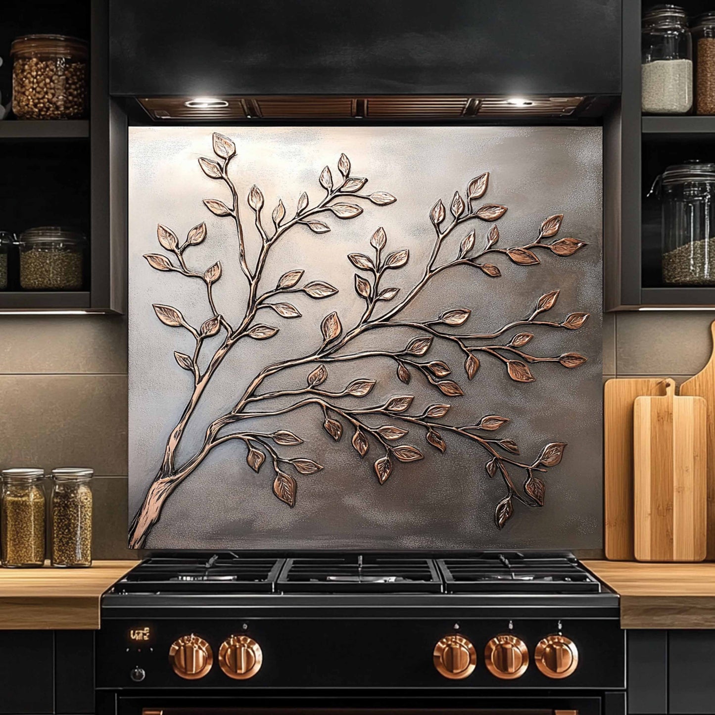 Silver Look Branches Tempered Glass Backsplash – Backsplash for Kitchen