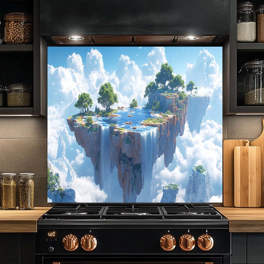 Skyfall Oasis – Tempered Glass Backsplash for Kitchen | Fantasy Landscape Backsplash