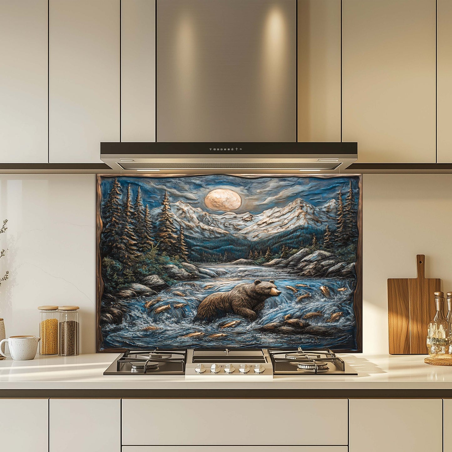Bear Tempered Glass Backsplash – Kitchen Backsplash Behind Stove
