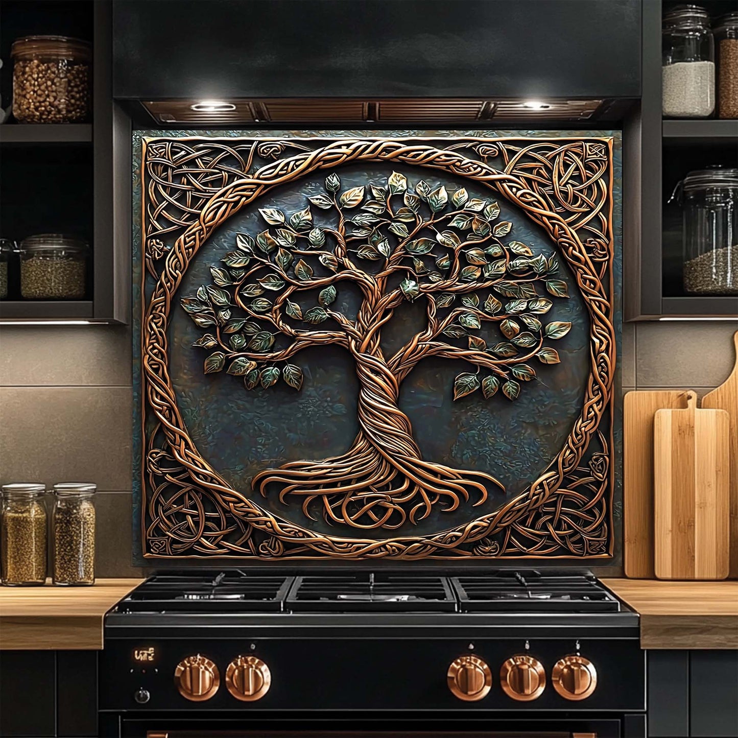Sacred Corners – Tempered Glass Backsplash for Kitchen Stove | Tree of Life Splashback
