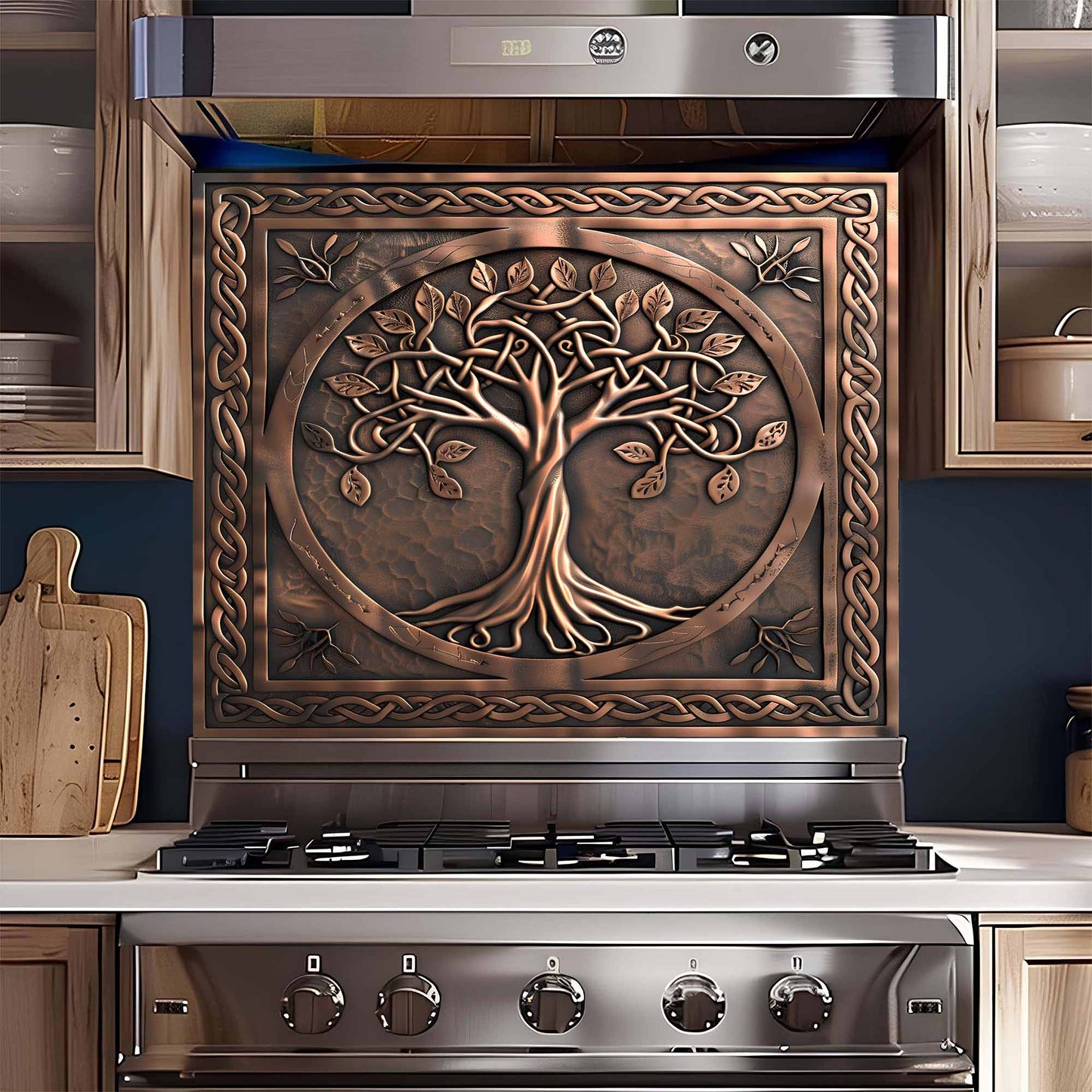 Celtic Bronze Tree Glass Backsplash – Tempered Glass Backsplash for Kitchen
