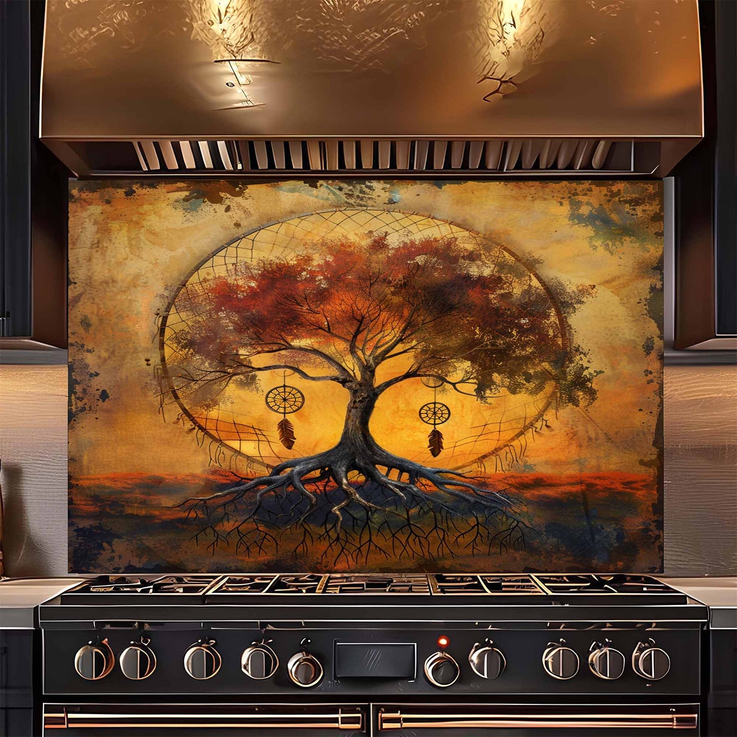 Dreamcatcher Roots Tree Glass Backsplash – Kitchen Backsplash for Stove