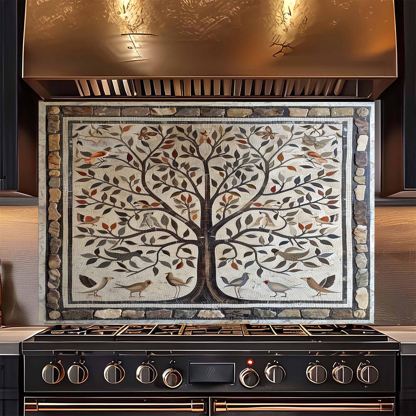 Bird Harmony Tempered Glass Backsplash –  Tree of Life Kitchen Backsplash