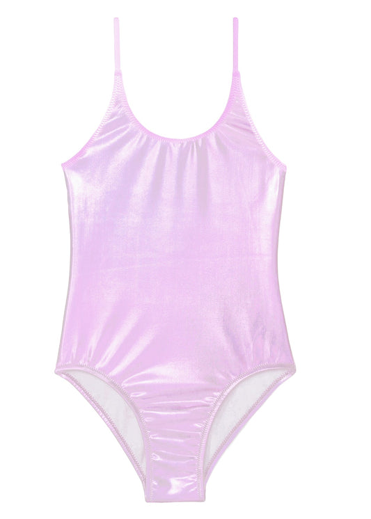 Metallic Pink Adjustable Straps Swimsuit