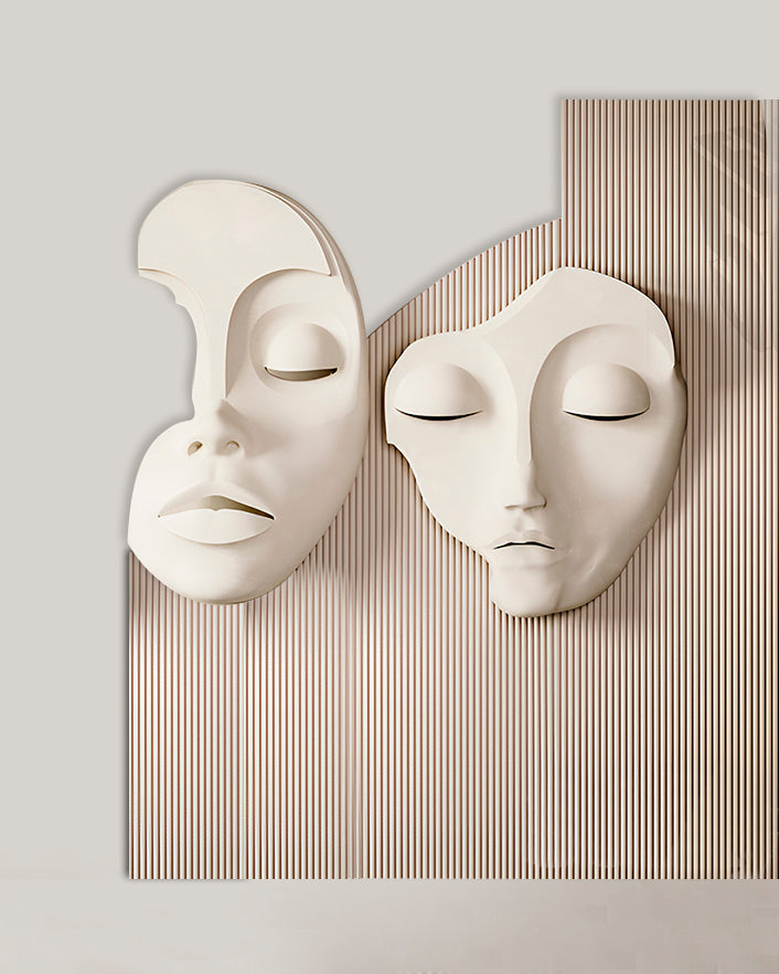 Wabi-Sabi 3D Face Wall Relief Art