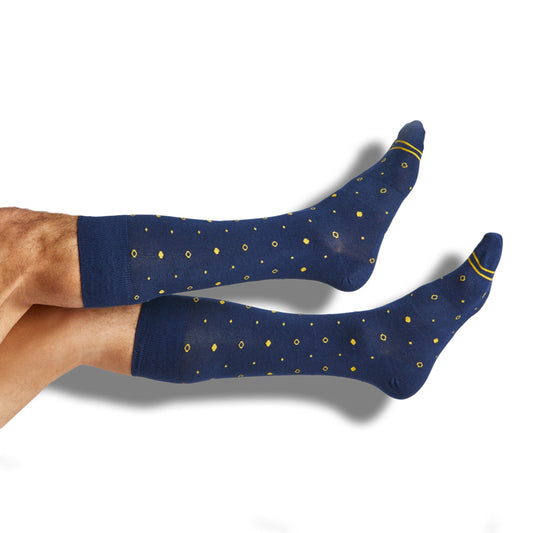 Navy / Gold Mixed Dot Dress Socks