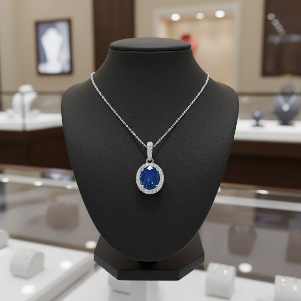 Eternity Pendant with Halo<br>Oval • 7x5mm