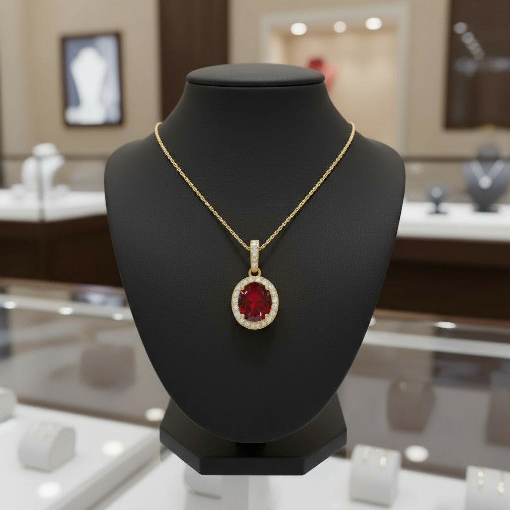 Eternity Pendant with Halo<br>Oval • 7x5mm