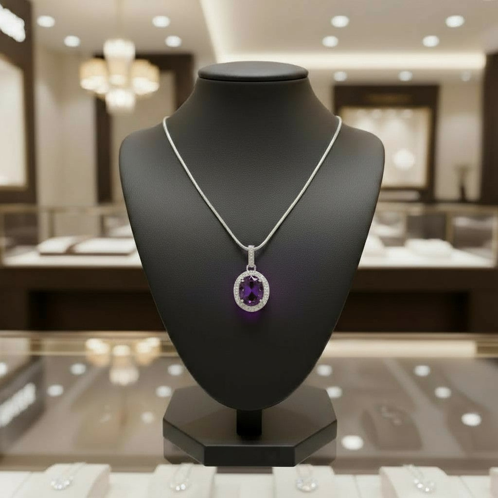 Eternity Pendant with Halo<br>Oval • 7x5mm
