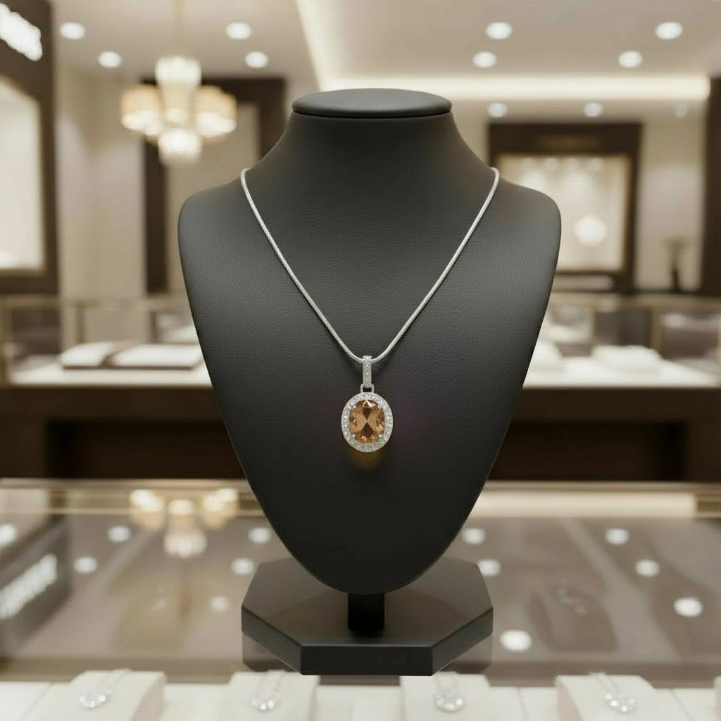 Eternity Pendant with Halo<br>Oval • 7x5mm