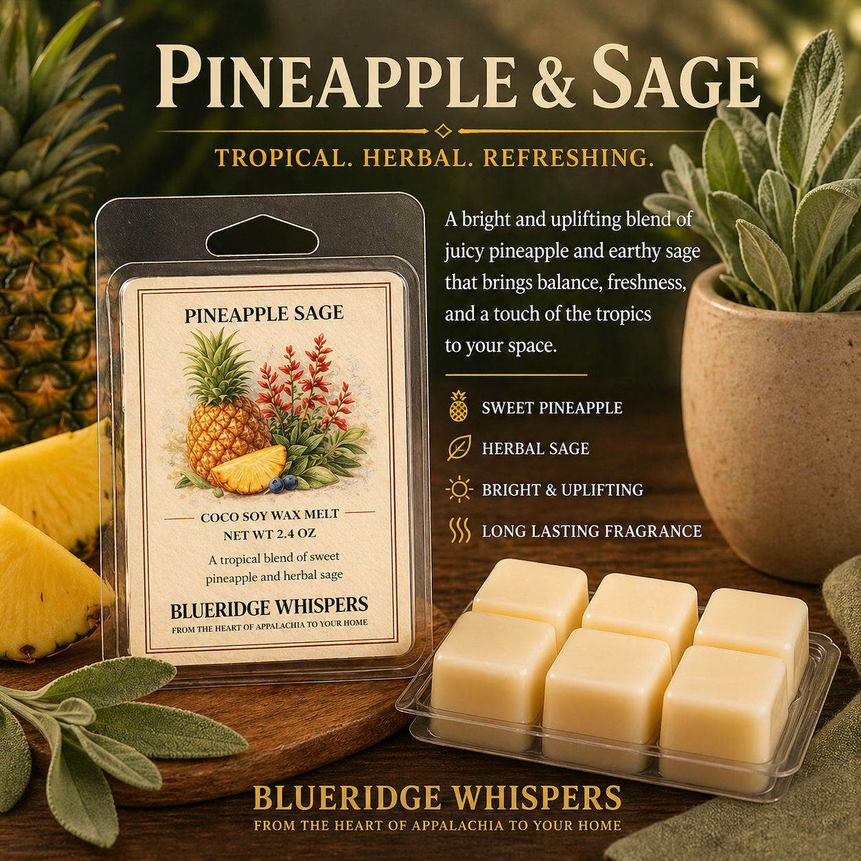 Pineapple and Sage Soy Wax Melts