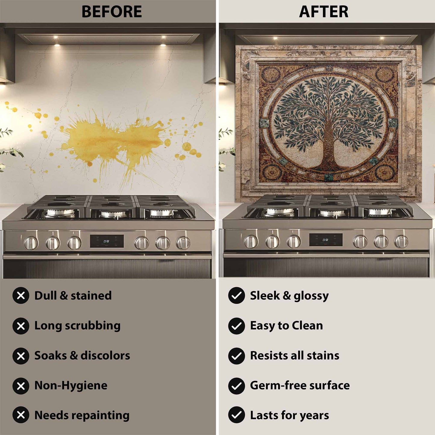 Sacred Mosaic Tempered Glass Backsplash – Tree of Life Kitchen Backsplash