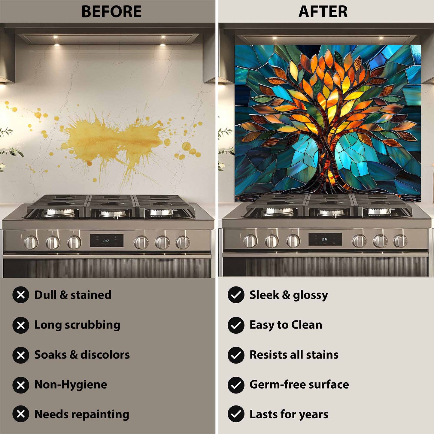 Stained Glow Glass Backsplash – Tree of Life Kitchen Backsplash