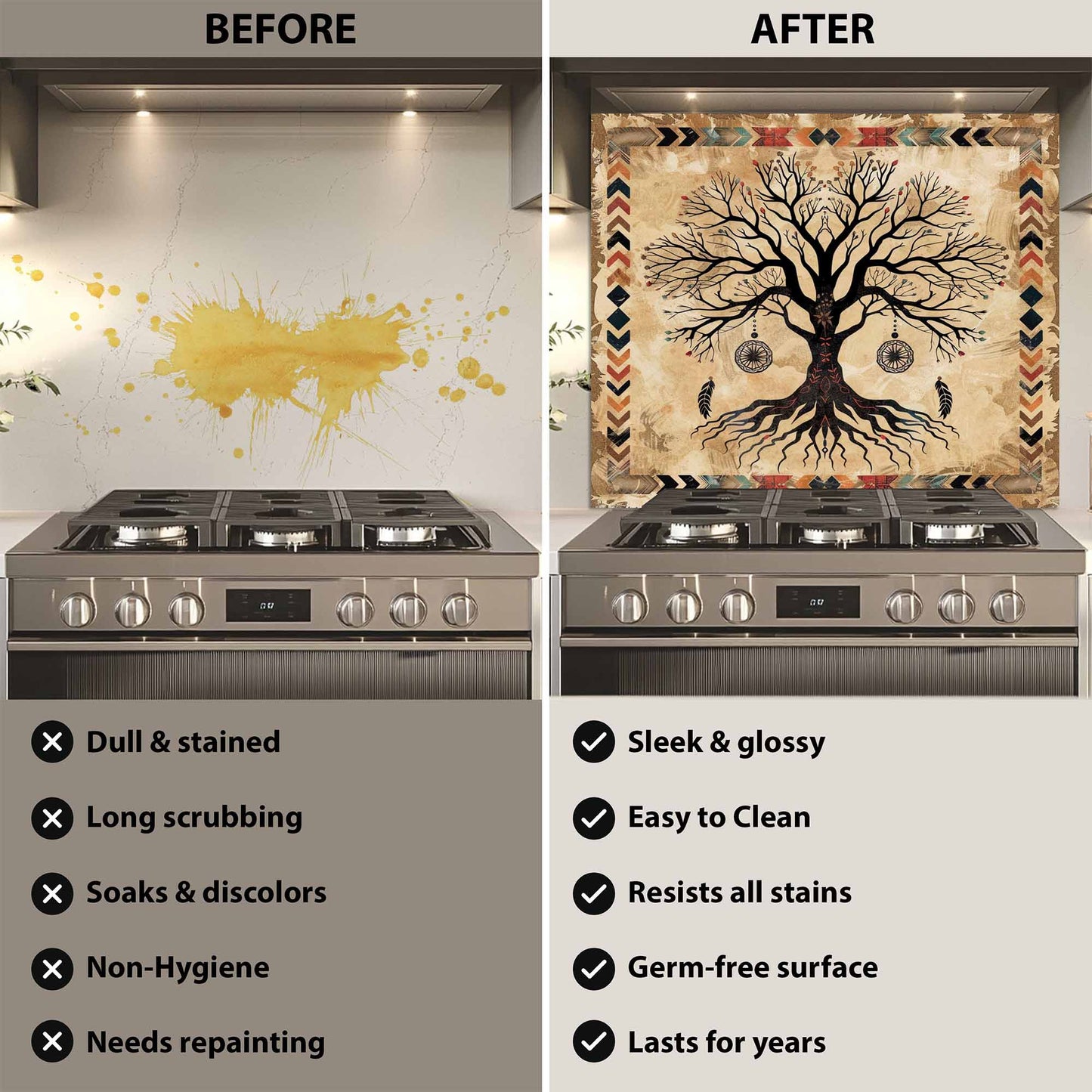 Mystic Dream Kitchen Backsplash – Tree of Life Glass Backsplash for Stove