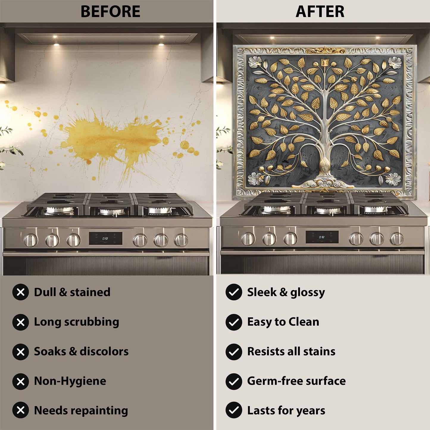 Ornate Roots Glass Backsplash – Tree of Life Kitchen Backsplash