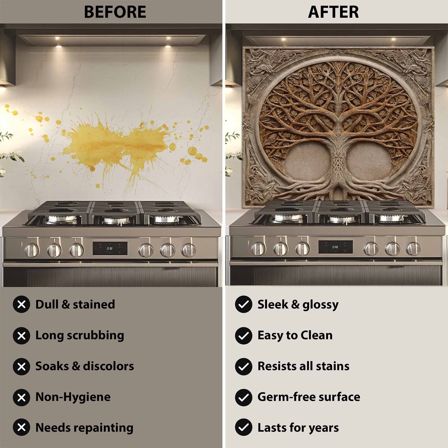 Sacred Web Kitchen Backsplash –  Tree of Life Glass Backsplash for Stove