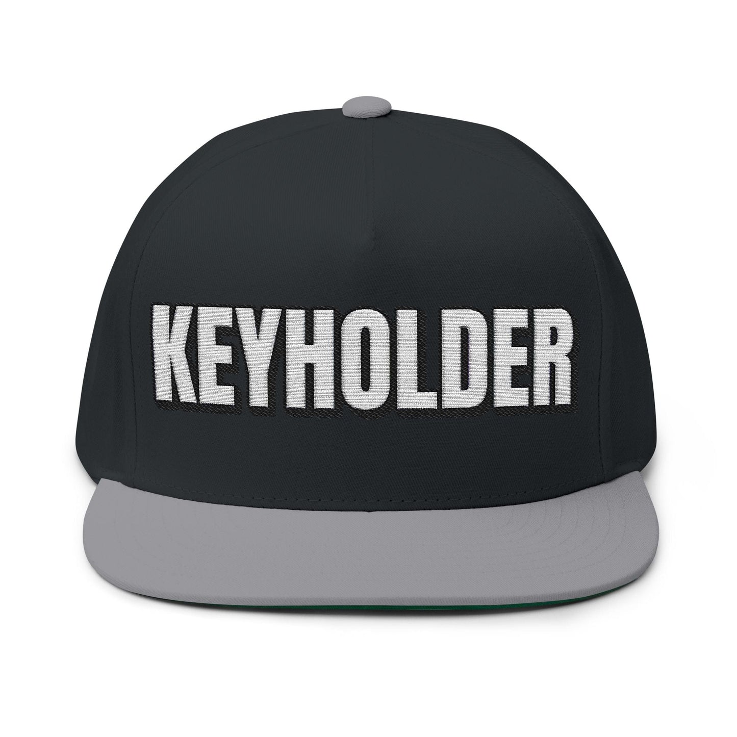 INTO: KEYHOLDER Embroidered Flat Bill Cap – Chastity Dom Hat for Bold Tops & Erotic Power Play