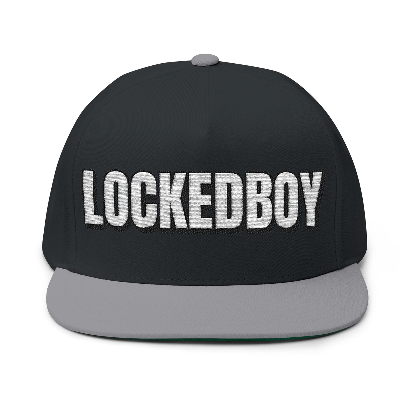 INTO: LOCKEDBOY Embroidered Flat Bill Cap – Chastity Kink Hat for Proud Subs