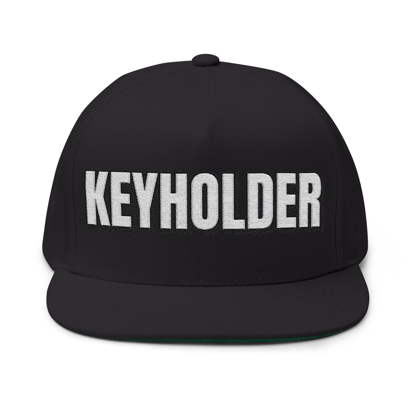 INTO: KEYHOLDER Embroidered Flat Bill Cap – Chastity Dom Hat for Bold Tops & Erotic Power Play