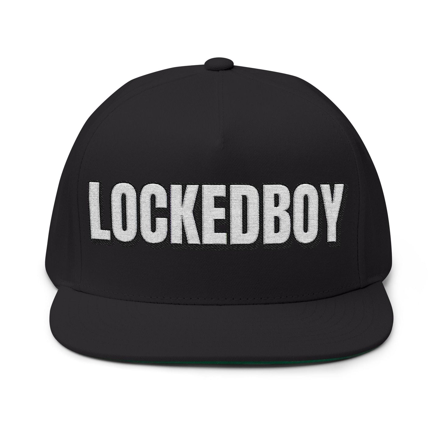 INTO: LOCKEDBOY Embroidered Flat Bill Cap – Chastity Kink Hat for Proud Subs