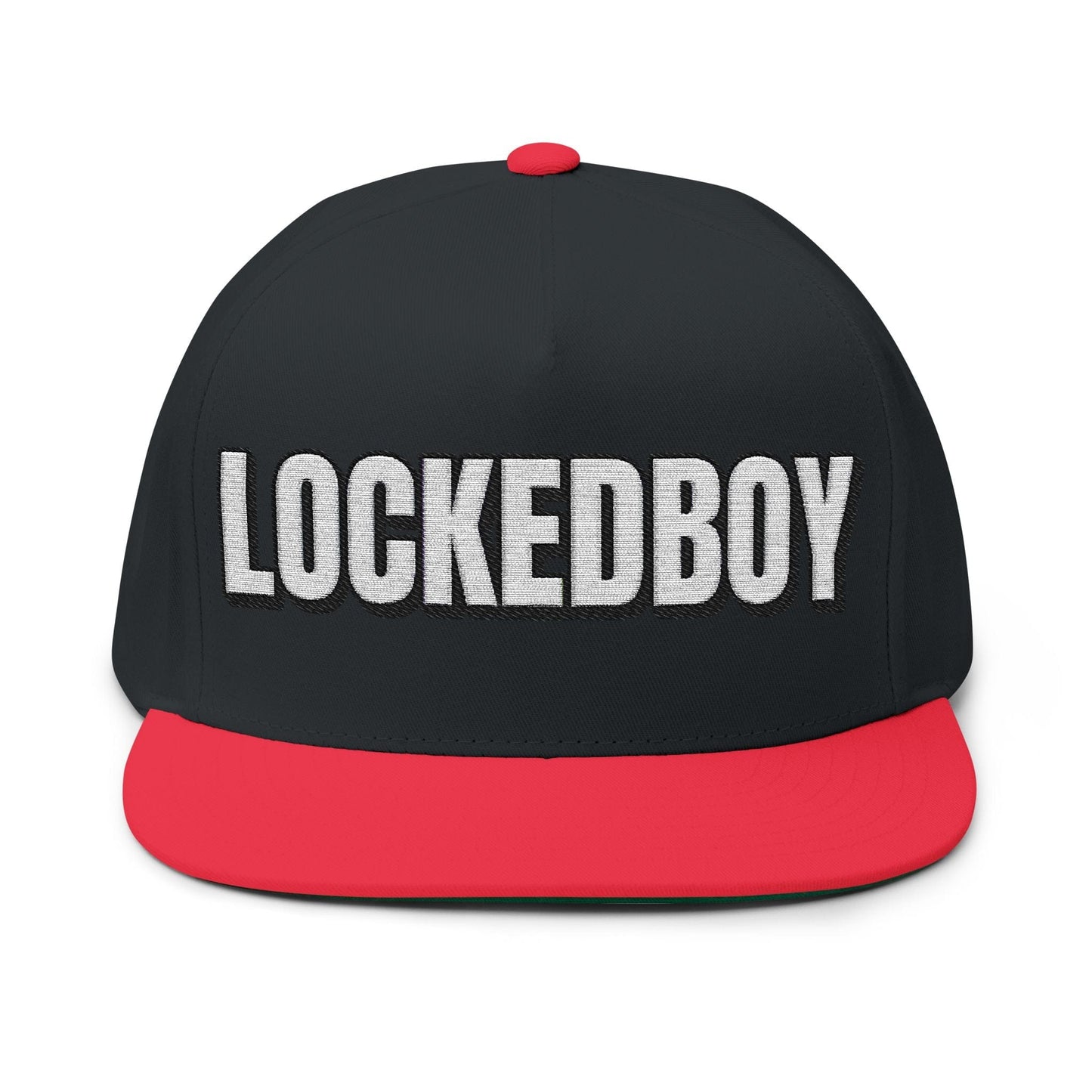 INTO: LOCKEDBOY Embroidered Flat Bill Cap – Chastity Kink Hat for Proud Subs