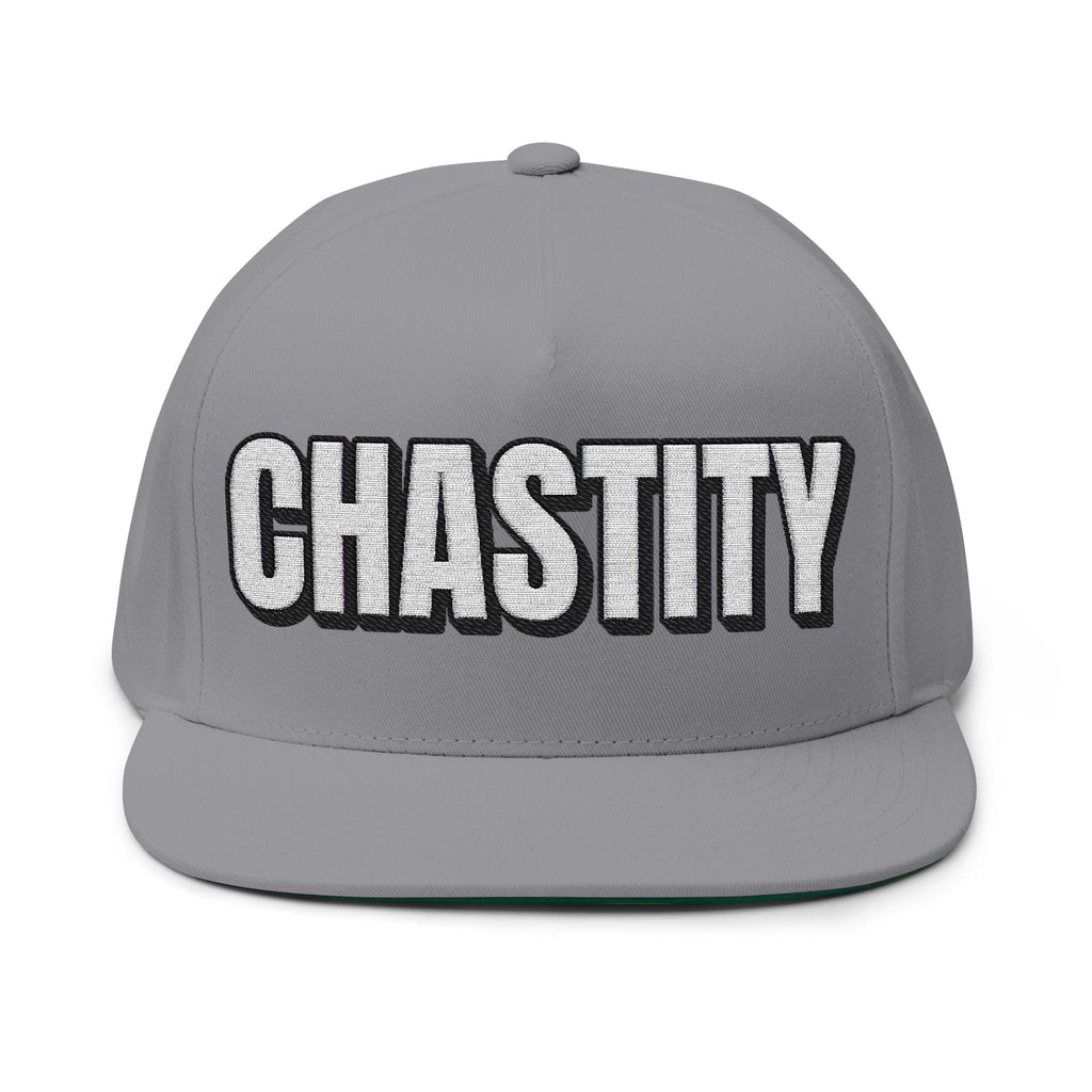 INTO: CHASTITY Embroidered Flat Bill Cap – Kink Hat for Caged Subs, Keyholder Dynamics & Erotic Denial Enthusiasts
