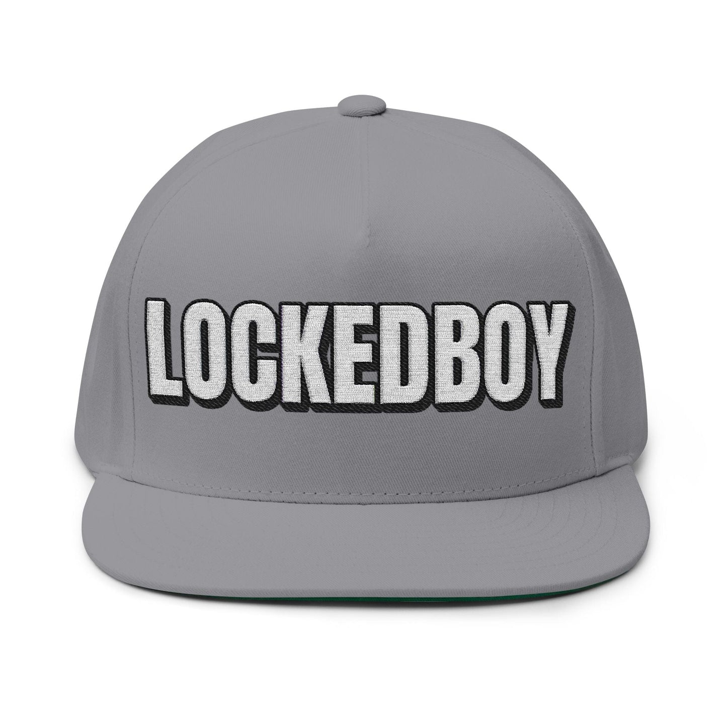 INTO: LOCKEDBOY Embroidered Flat Bill Cap – Chastity Kink Hat for Proud Subs