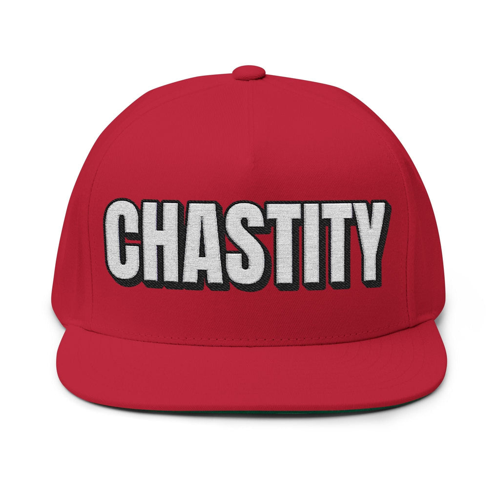 INTO: CHASTITY Embroidered Flat Bill Cap – Kink Hat for Caged Subs, Keyholder Dynamics & Erotic Denial Enthusiasts
