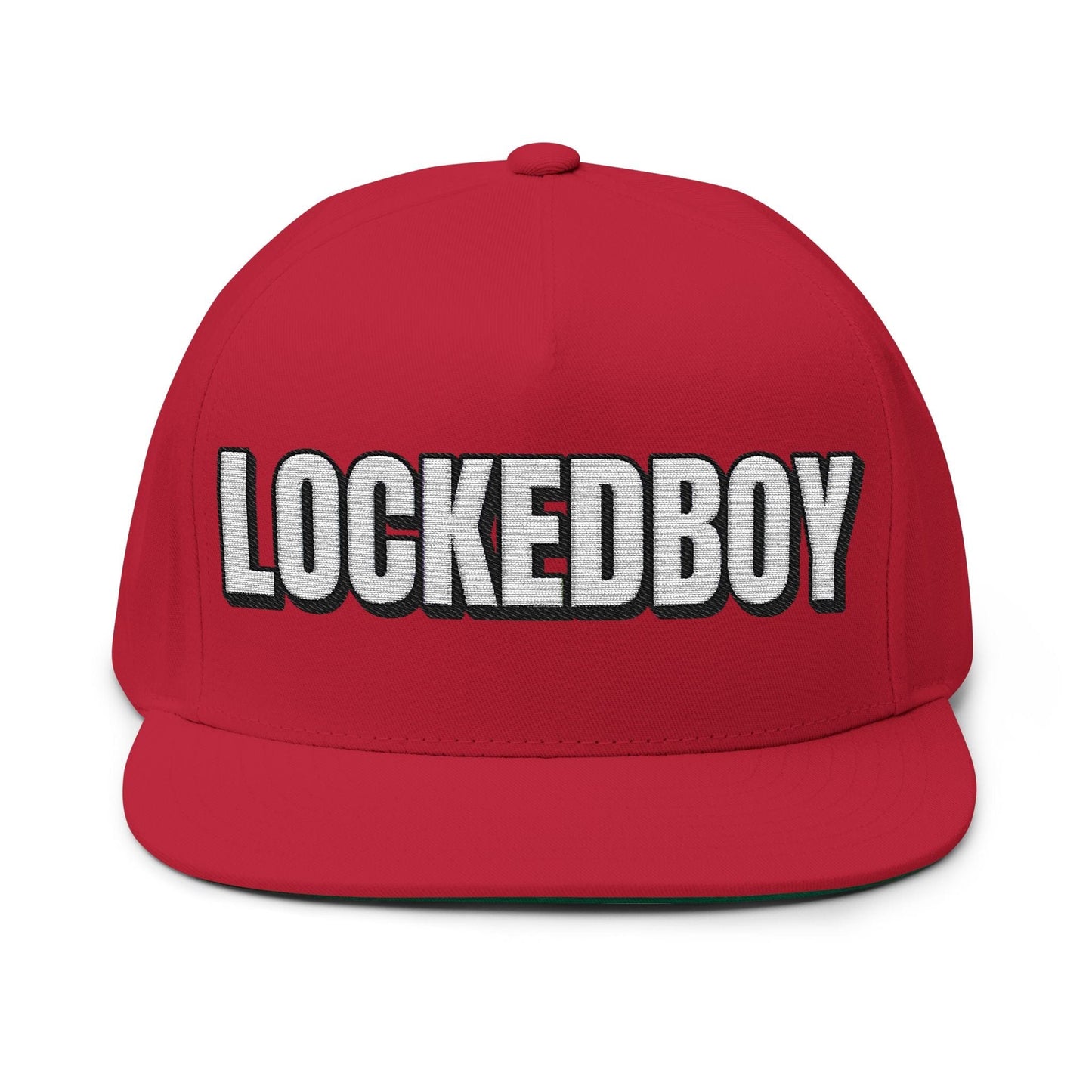 INTO: LOCKEDBOY Embroidered Flat Bill Cap – Chastity Kink Hat for Proud Subs