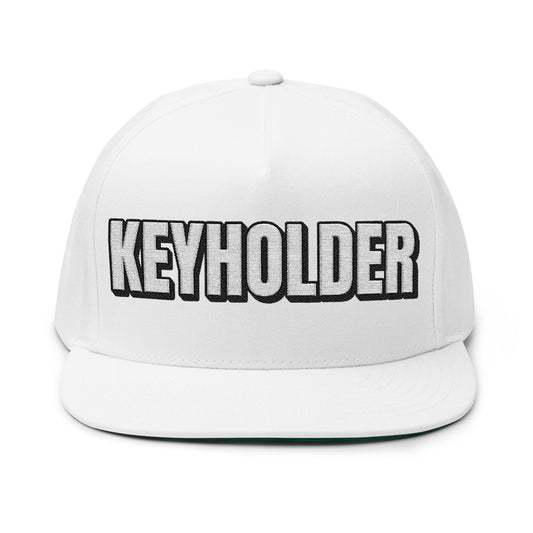 INTO: KEYHOLDER Embroidered Flat Bill Cap – Chastity Dom Hat for Bold Tops & Erotic Power Play