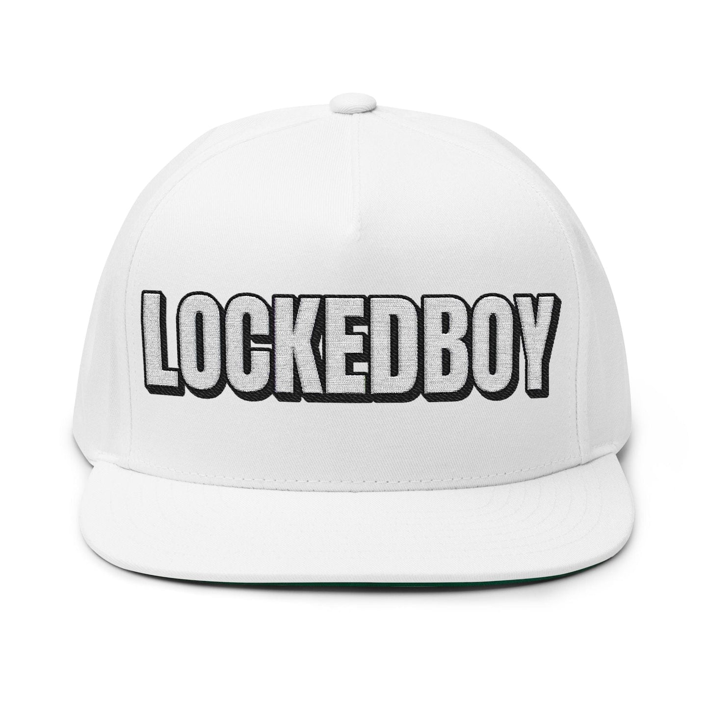 INTO: LOCKEDBOY Embroidered Flat Bill Cap – Chastity Kink Hat for Proud Subs