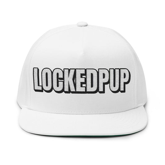 INTO: LOCKEDPUP Embroidered Flat Bill Cap – Kink Hat for Chaste Pups, Obedient Subs & Playful Power Exchange