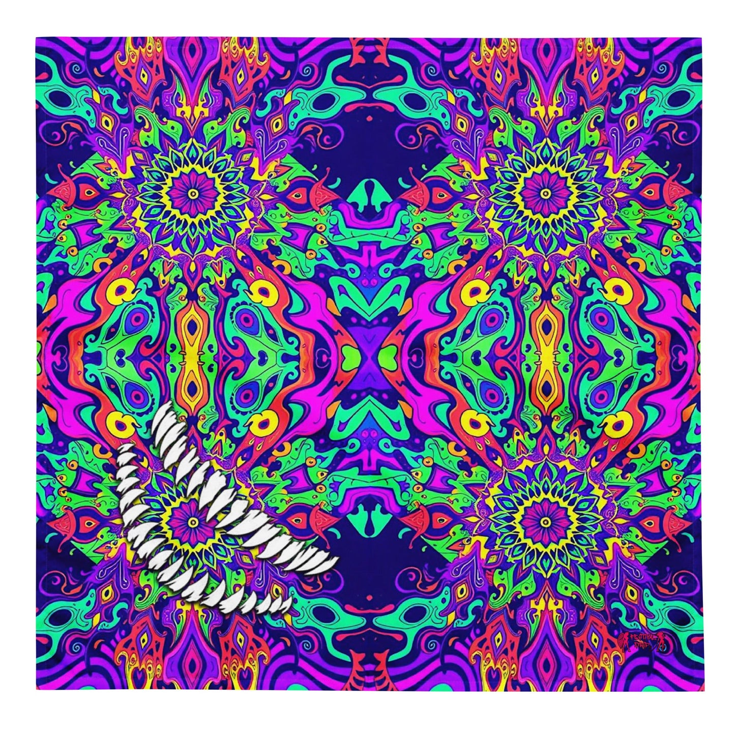 Psychedelic Fangs Rave Bandana Reversable Face Mask for Music Festivals