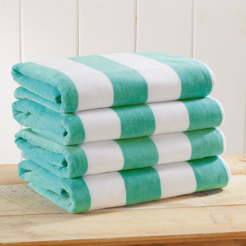 Cotton Velour Cabana Stripe Beach Towel - Novia Collection