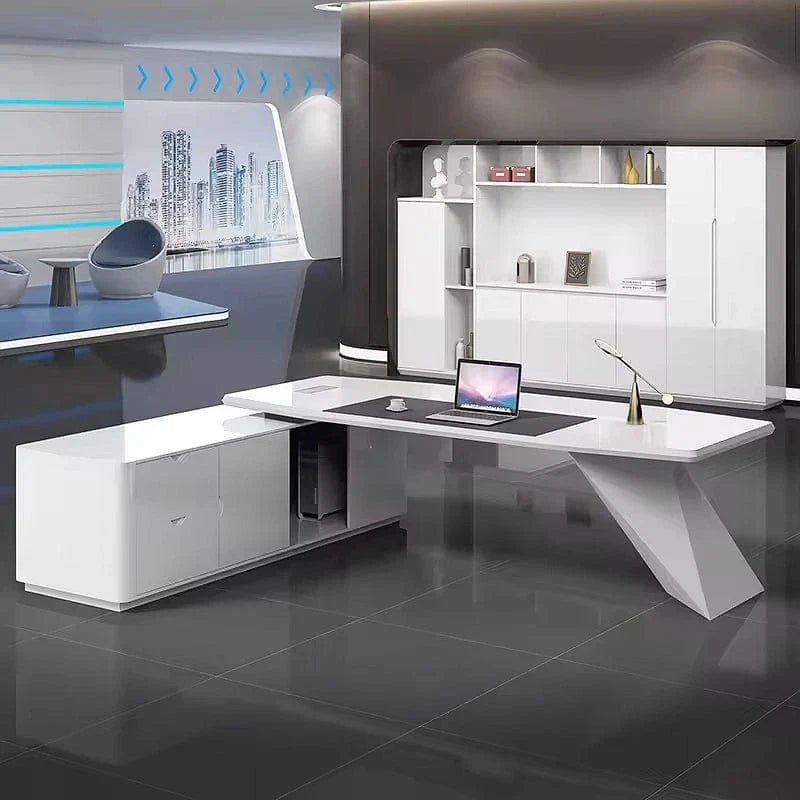 Turing · White L-Shaped Executive Desk