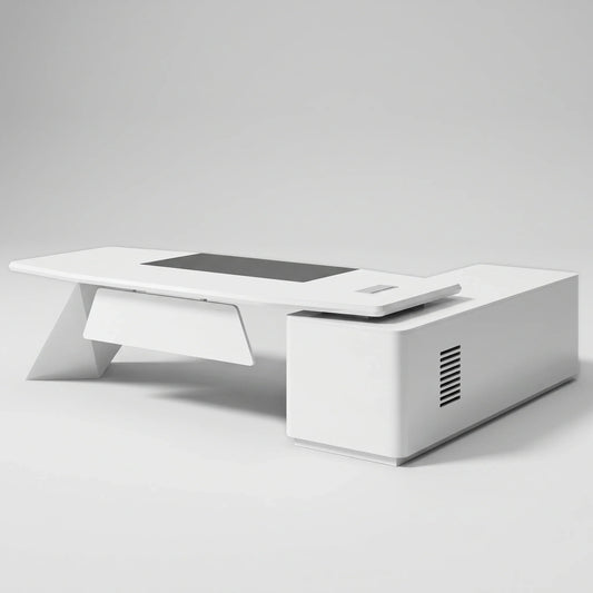 Turing · White L-Shaped Executive Desk