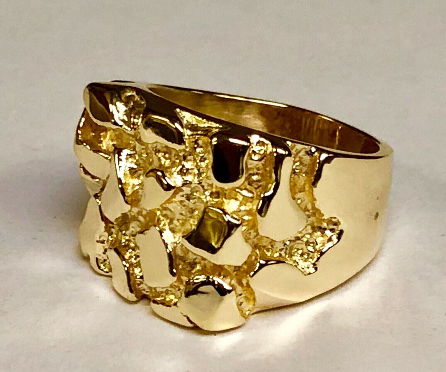 Fashion Nugget Solid White/Yellow/Rose Gold Handmade Ring ,