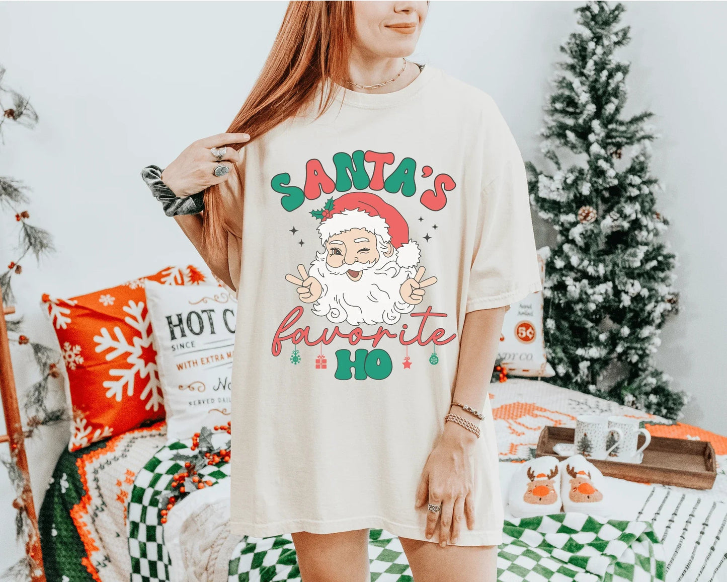 Santa’s Favorite Ho Christmas Shirt | Funny Holiday Tee for Women | Naughty Santa Shirt | Gildan Softstyle Tee | Adult Christmas Party Top | Sassy Xmas Shirt