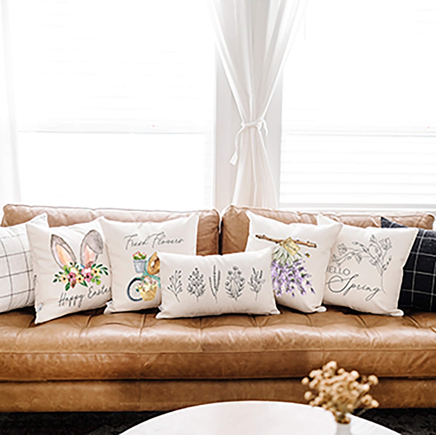 Hello Spring Floral- Spring Pillow Cover 18x18 inch