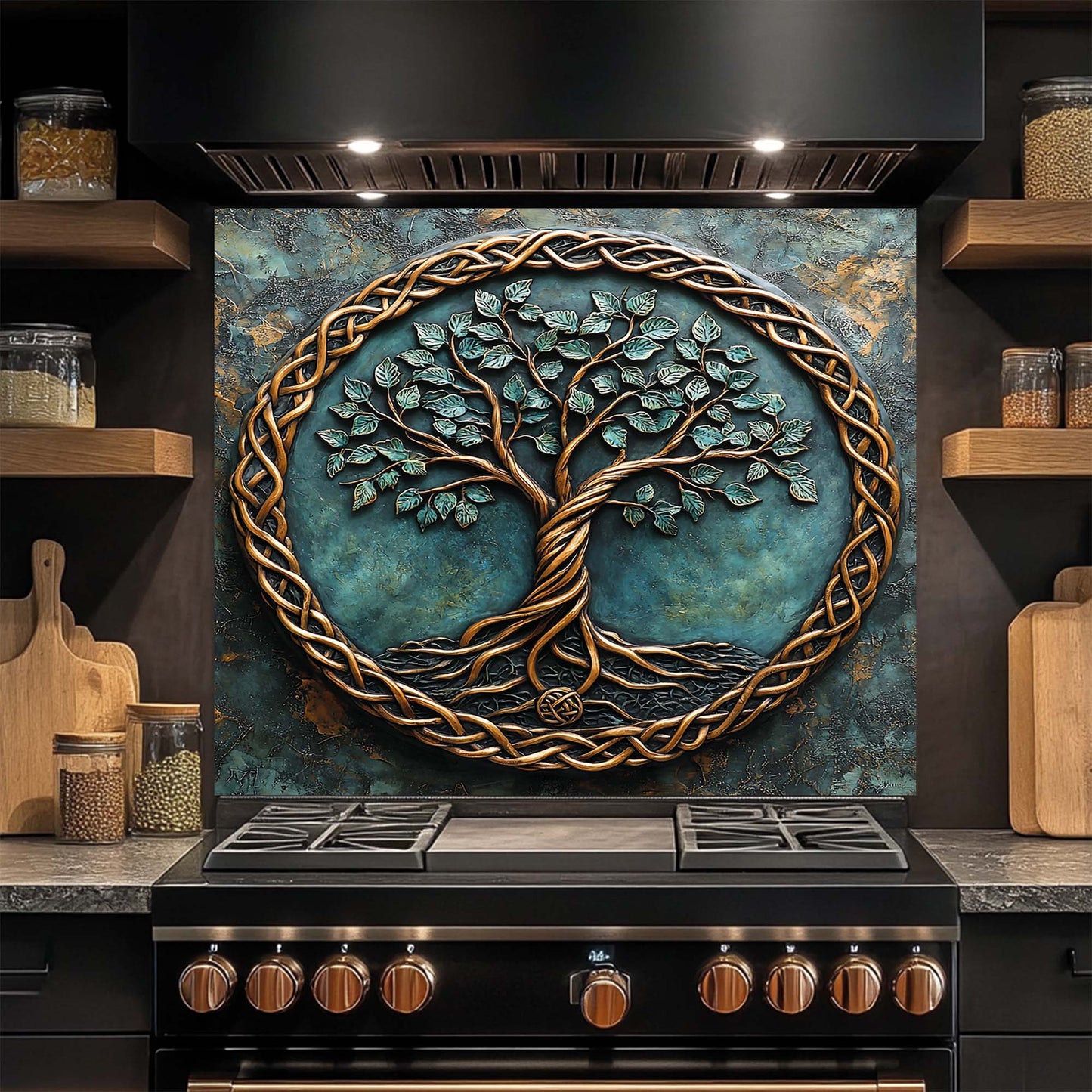 Ancient Bond – Tempered Glass Backsplash for Kitchen Stove | Tree of Life Backsplash
