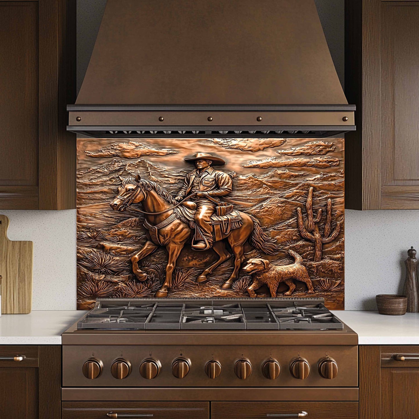 Copper Look Western Tempered Glass Backsplash – Kitchen Back splash Behind Stove