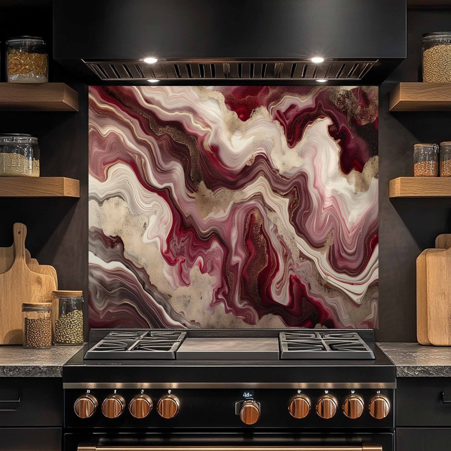 Tempered Glass Backsplash – Mocha Rose Elegance