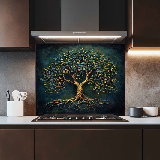 Emerald Tree Tempered Glass Backsplash – Kitchen Backsplash for Stove