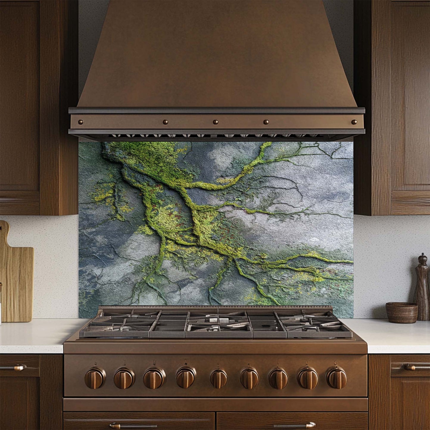 Moss Veins – Tempered Glass Backsplash for Kitchen | Organic Urban Backsplash