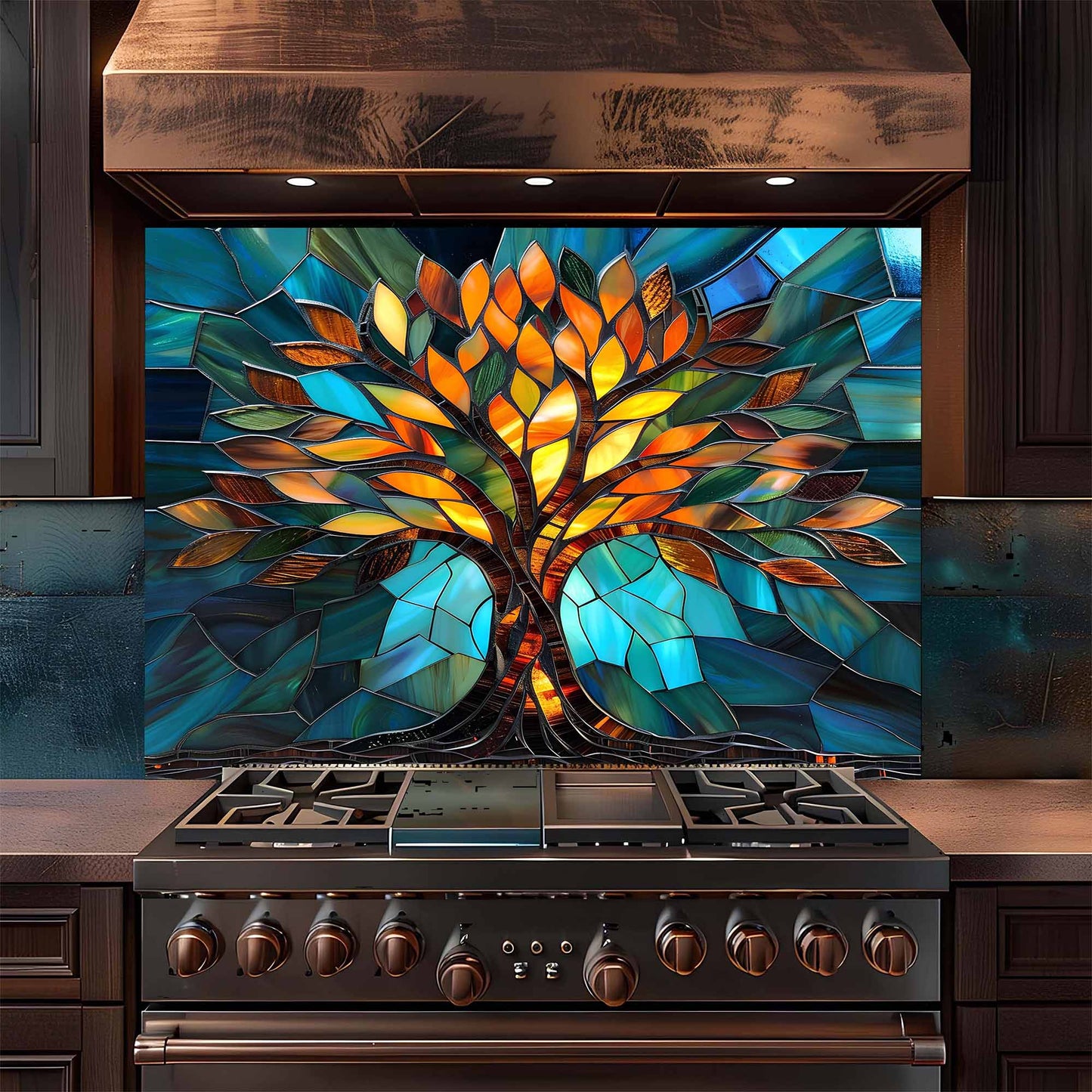 Stained Glow Glass Backsplash – Tree of Life Kitchen Backsplash