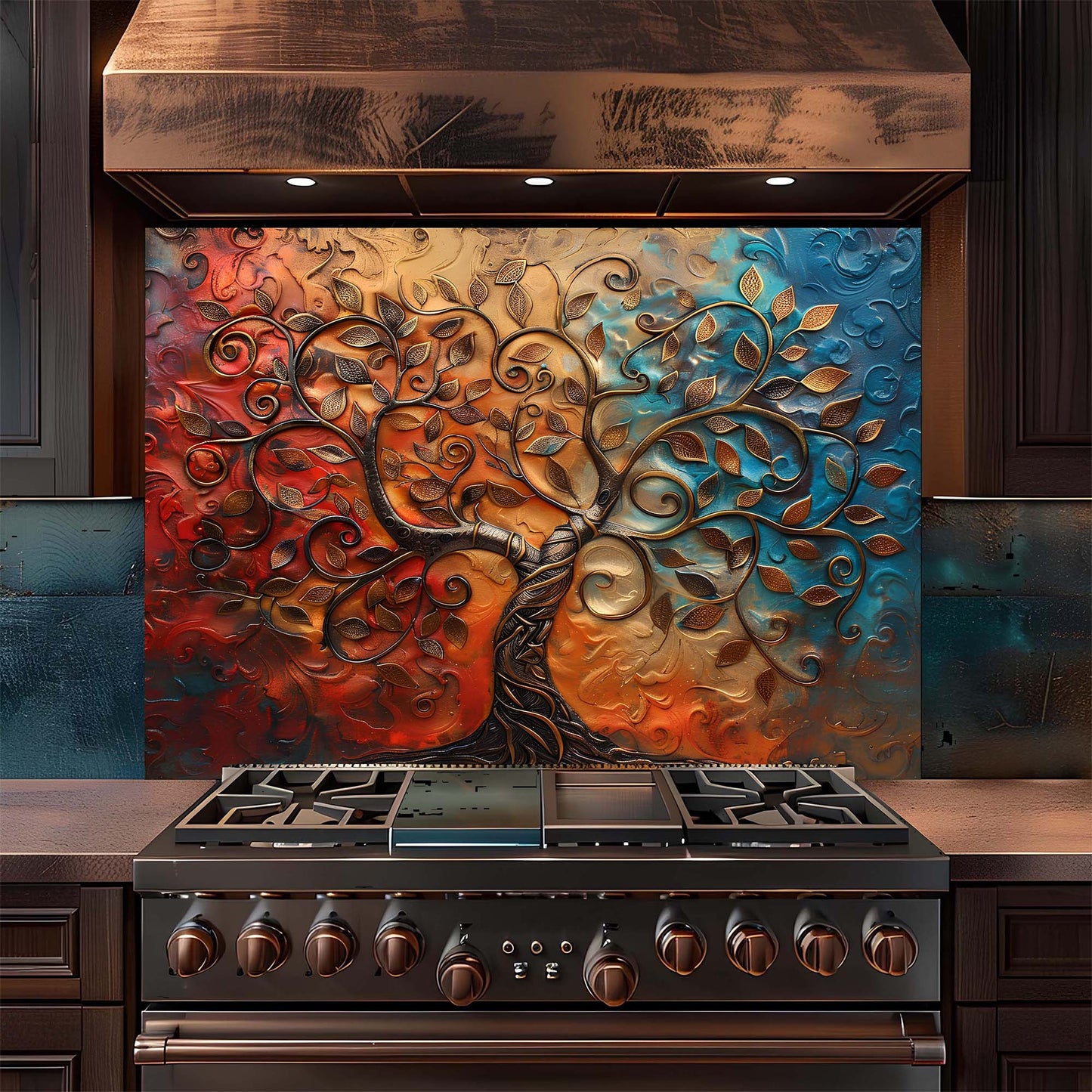 Custom Kitchen Backsplash – Eternal Flame Tempered Glass Backsplash