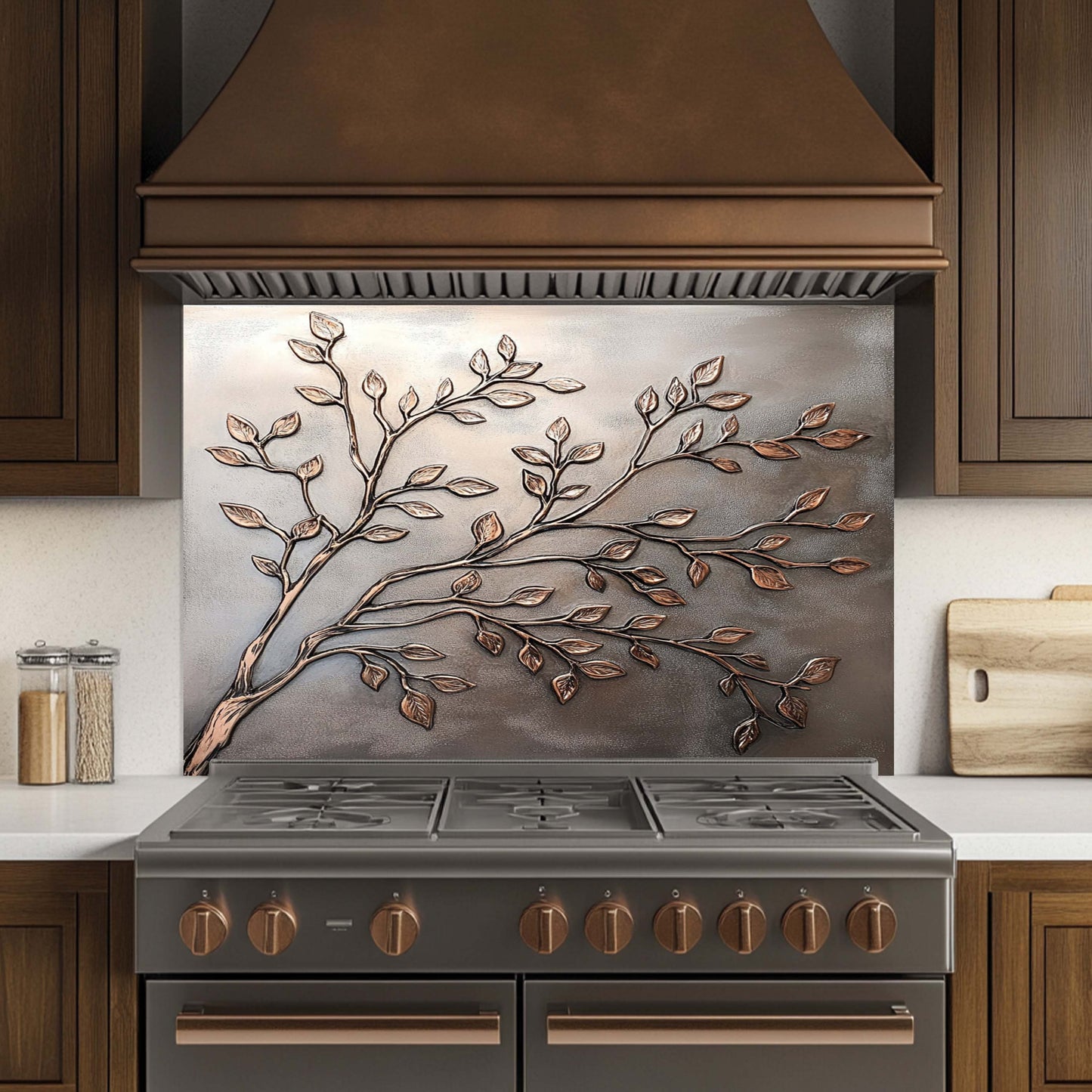 Silver Look Branches Tempered Glass Backsplash – Backsplash for Kitchen